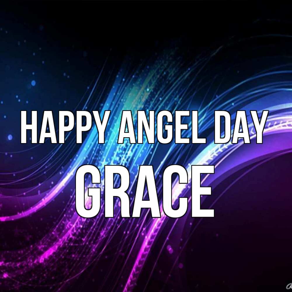 Greetings card с именем, Grace happy angel day фиолетовый фон Greetings with text for free download 