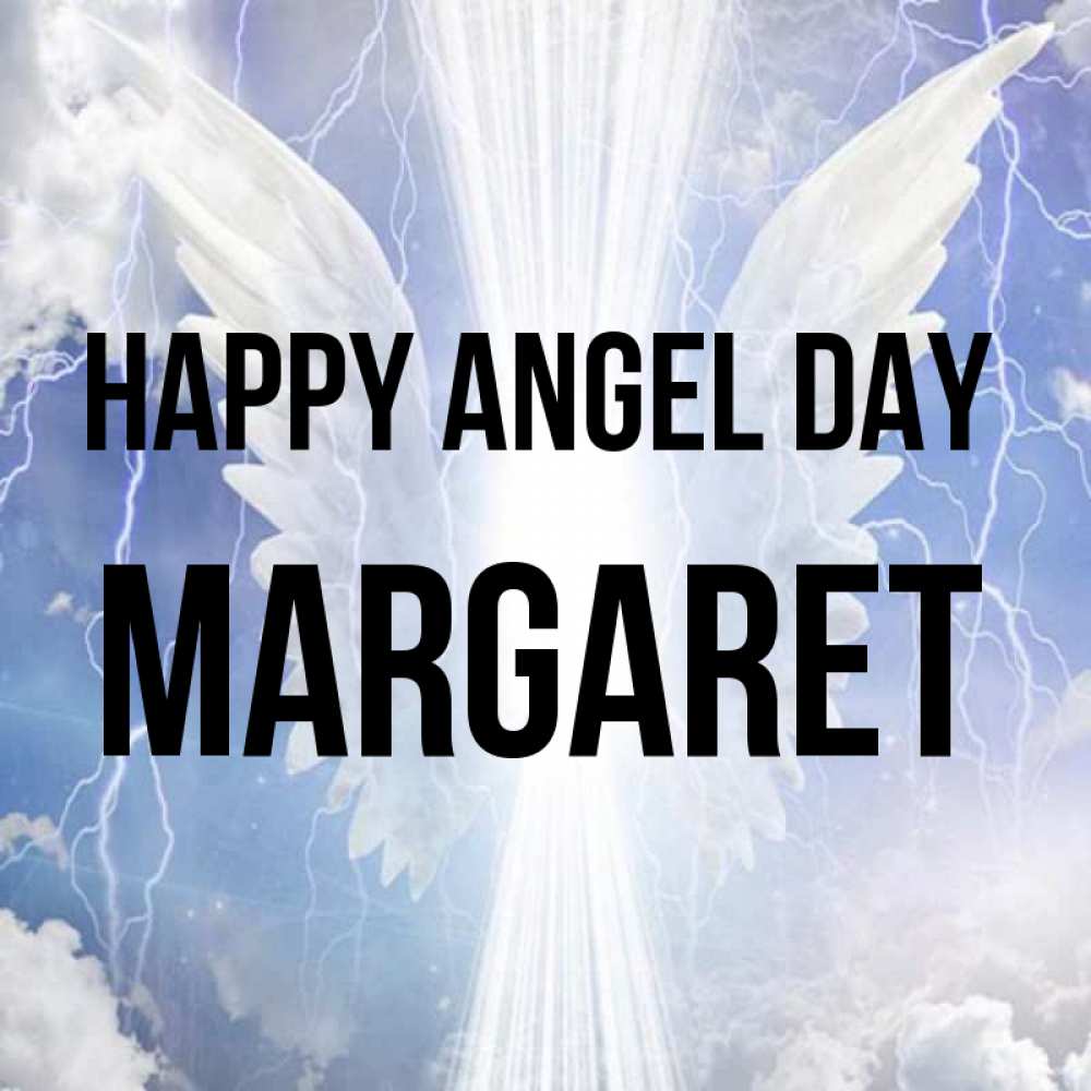 Greetings card с именем, Margaret happy angel day молнии на небе и свет Greetings with text for free download 