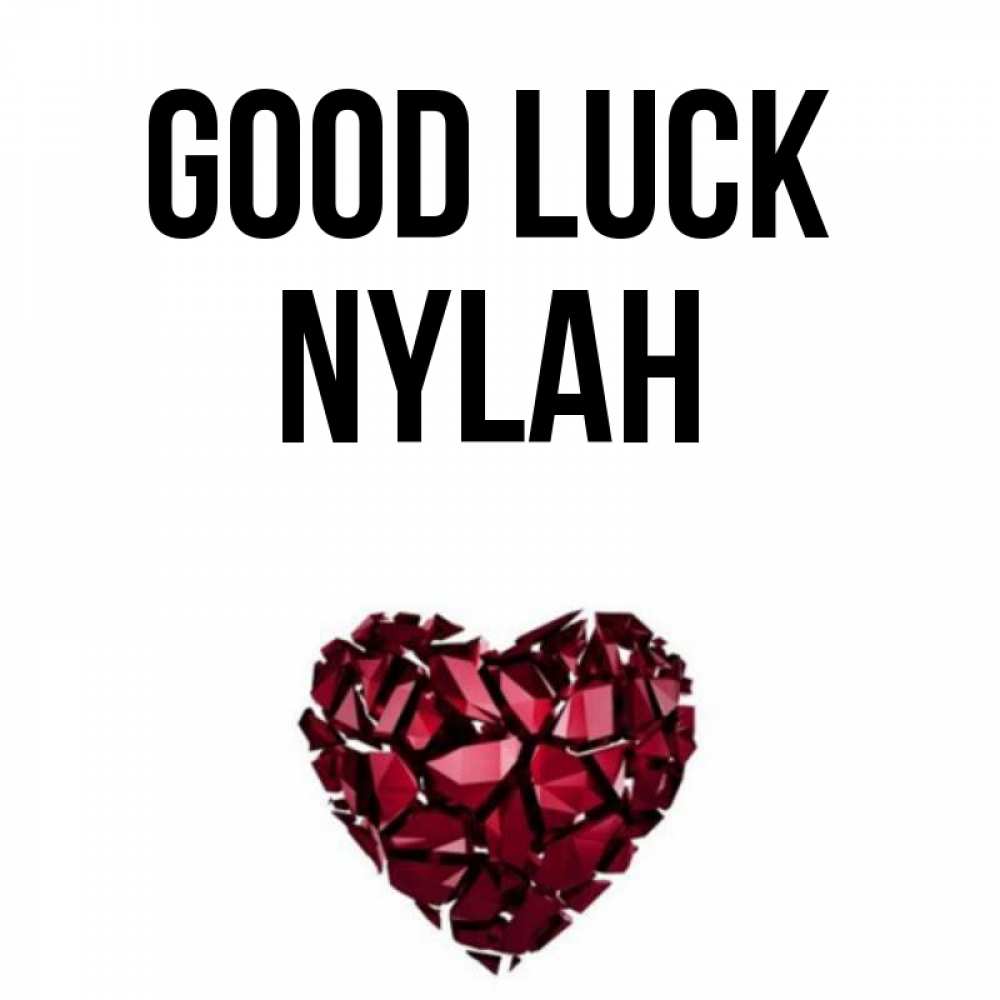 Greetings card с именем, Nylah Good luck бордовое из кристаллов  1 Greetings with text for free download 