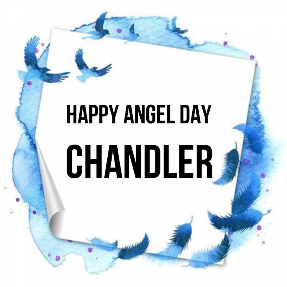 Greetings card с именем, Chandler happy angel day красивые птицы летят Greetings with text for free download 