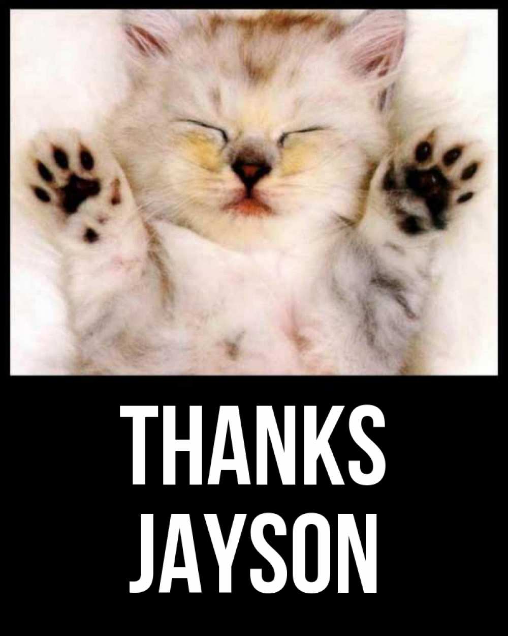 Greetings card с именем, Jayson Thanks маленький котенок Greetings with text for free download 