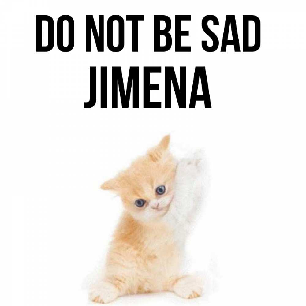 Greetings card с именем, Jimena Do not be sad просящий кот Greetings with text for free download 