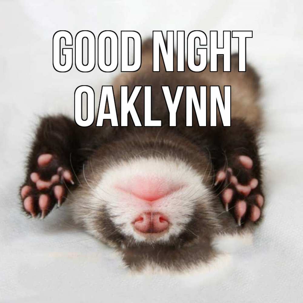 Greetings card с именем, Oaklynn Good night зверек Greetings with text for free download 