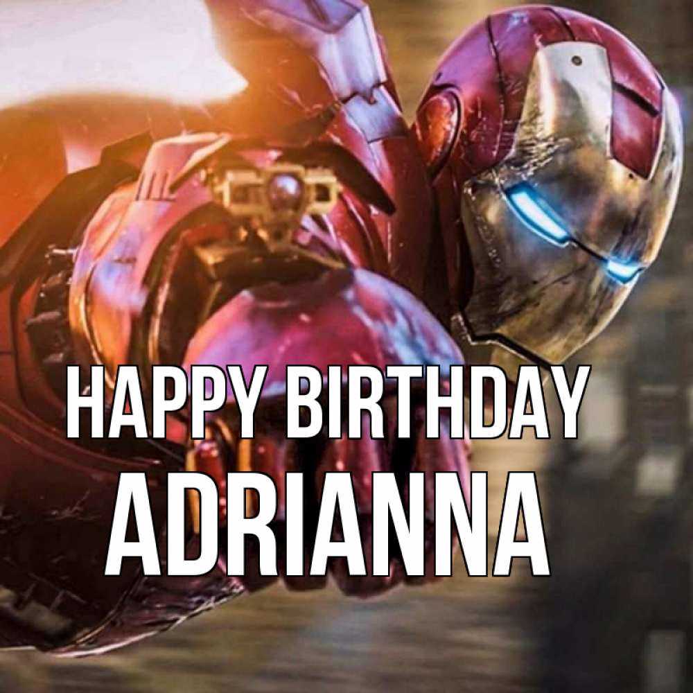 Greetings card с именем, Adrianna Happy Birthday марвел супергерои в костюме Greetings with text for free download 