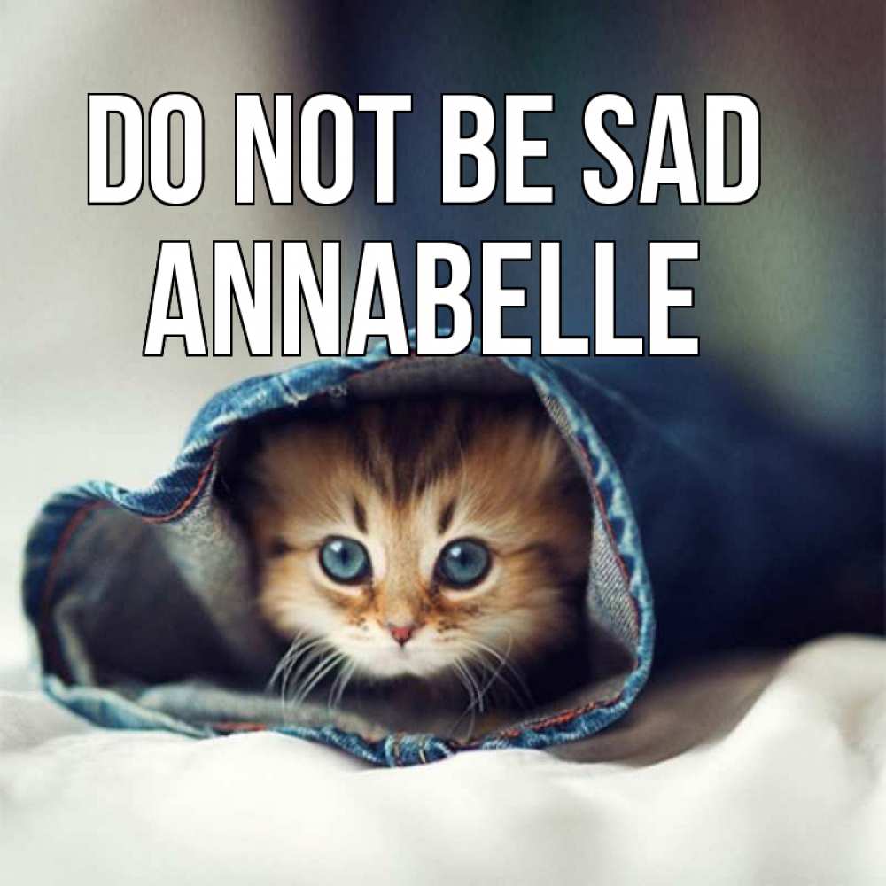 Greetings card с именем, Annabelle Do not be sad рыжик котик Greetings with text for free download 