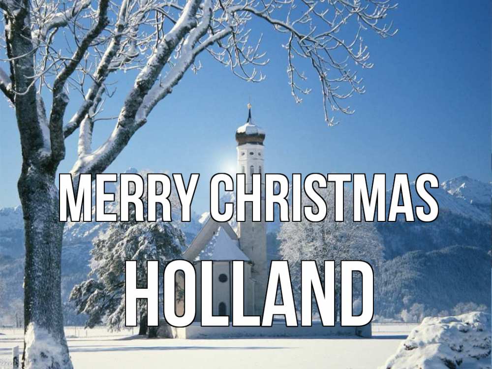 Greetings card с именем, Holland Merry Christmas зима, храм, костел Greetings with text for free download 