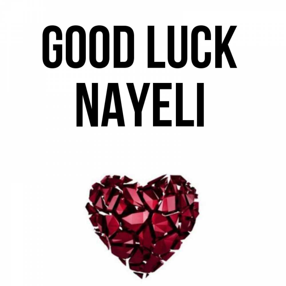 Greetings card с именем, Nayeli Good luck бордовое из кристаллов  1 Greetings with text for free download 