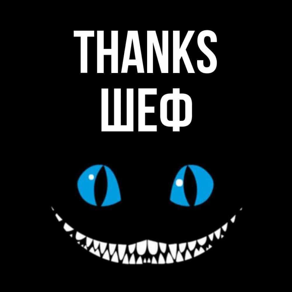Greetings card с именем, Шеф Thanks благодарю от чеширика Greetings with text for free download 