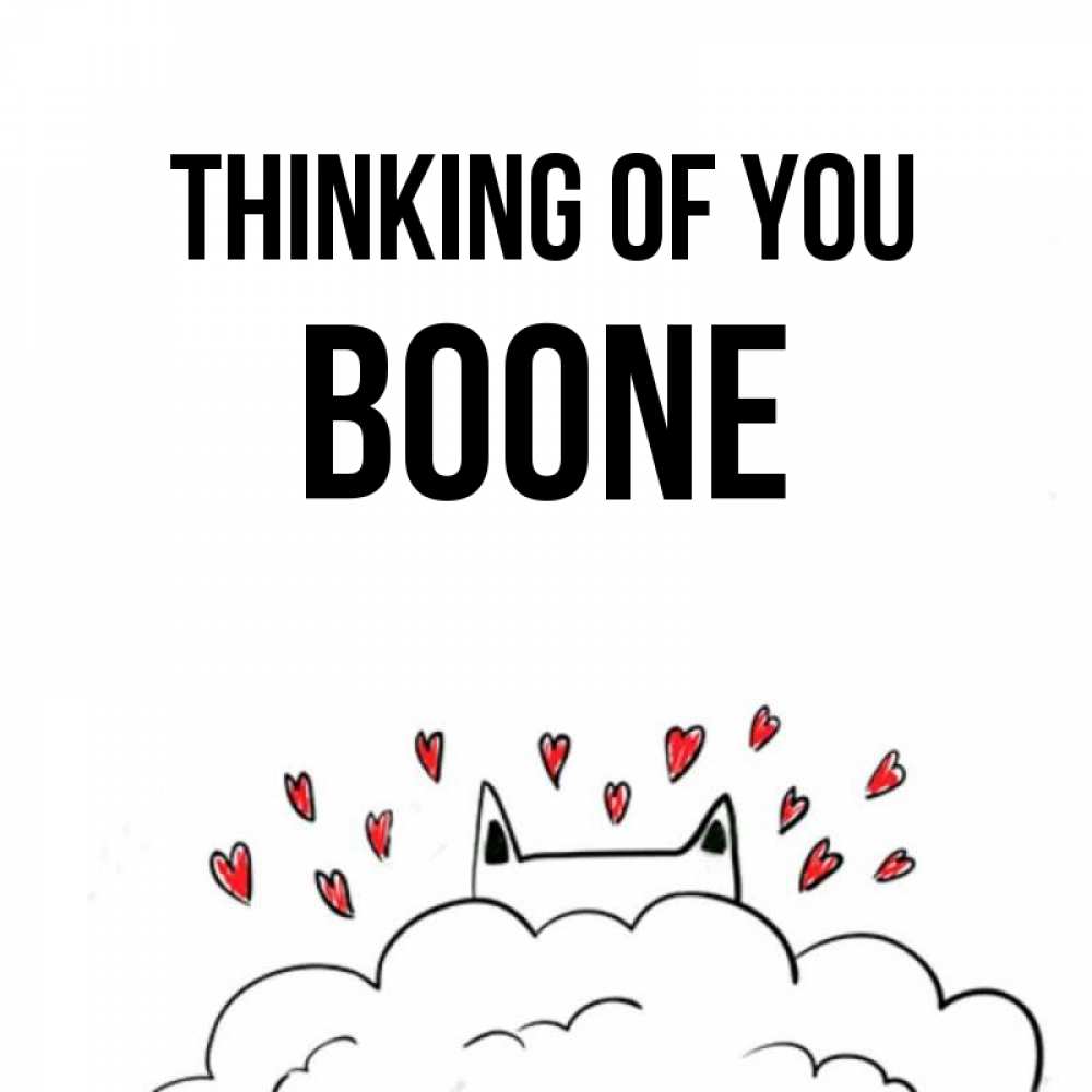 Greetings card с именем, Boone Thinking of you кот за облаком Greetings with text for free download 