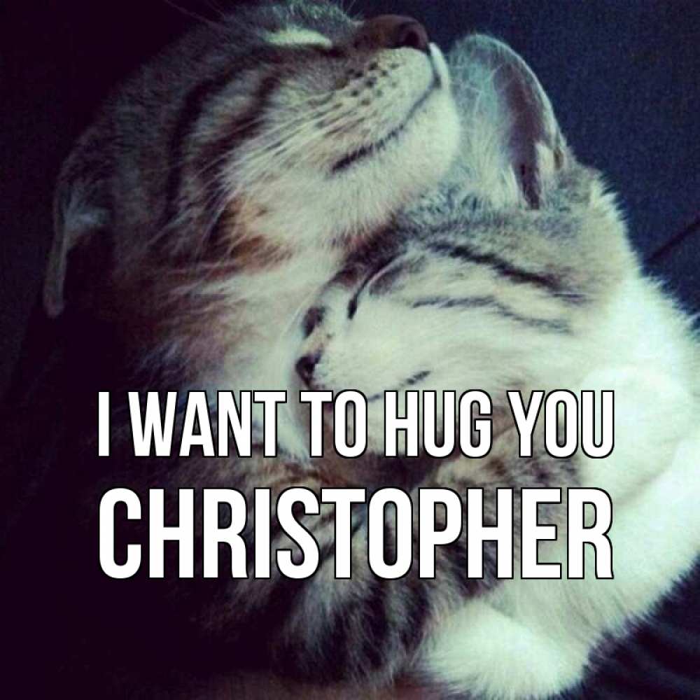 Greetings card с именем, Christopher I want to hug you полосатики Greetings with text for free download 