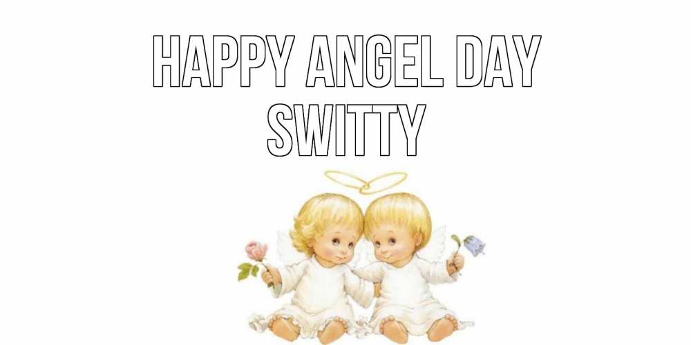 Greetings card с именем, switty happy angel day Два ребенка ангела Greetings with text for free download 