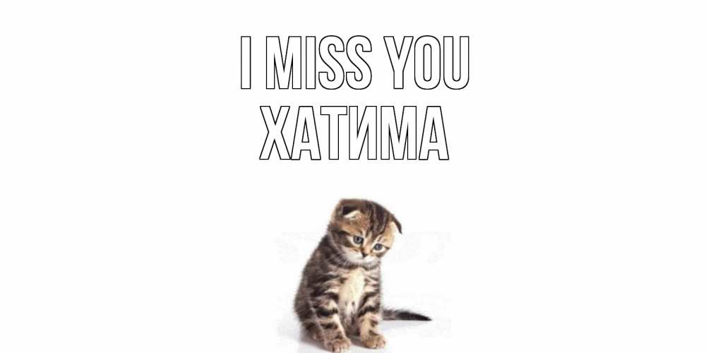 Greetings card с именем, ХАТИМА I miss you кот Greetings with text for free download 