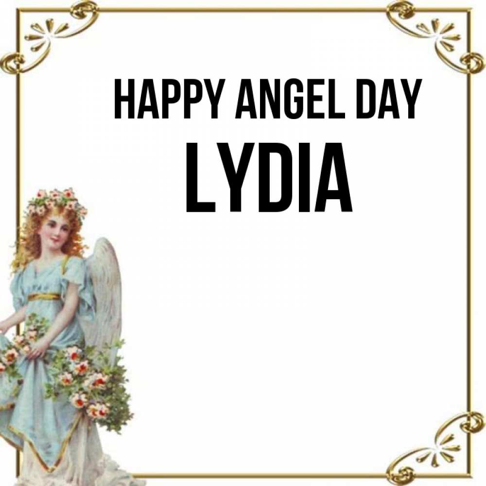 Greetings card с именем, Lydia happy angel day с именинами от девушки ангела Greetings with text for free download 