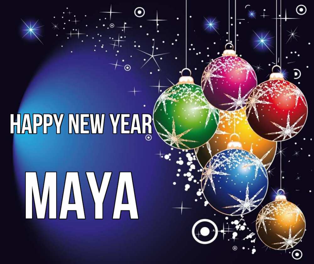 Greetings card с именем, Maya Happy New Year новый год Greetings with text for free download 