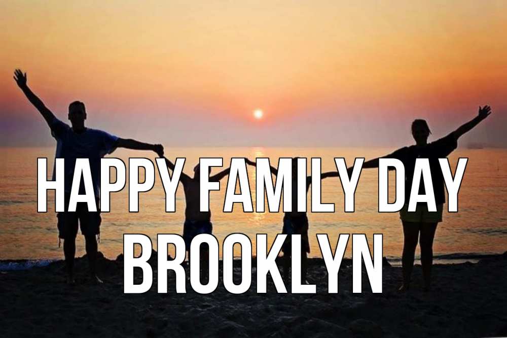Greetings card с именем, Brooklyn happy family day мама, папа, дети, дочка,сын, море, пляж, закат Greetings with text for free download 