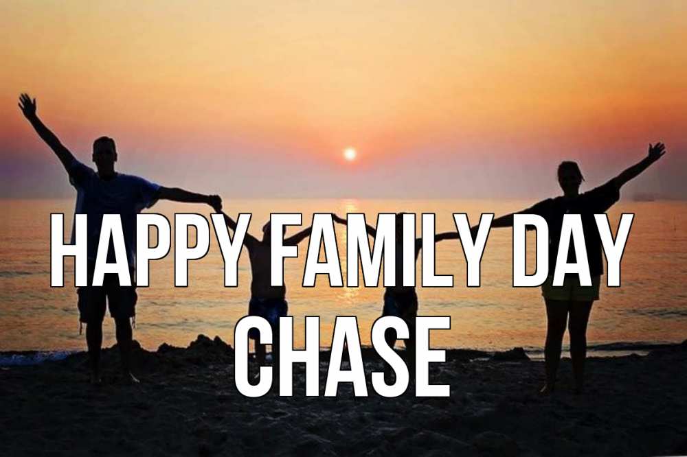 Greetings card с именем, Chase happy family day мама, папа, дети, дочка,сын, море, пляж, закат Greetings with text for free download 