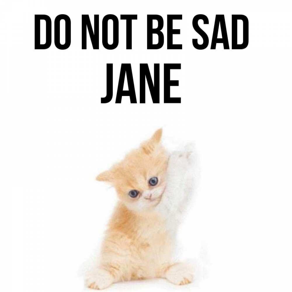 Greetings card с именем, Jane Do not be sad просящий кот Greetings with text for free download 