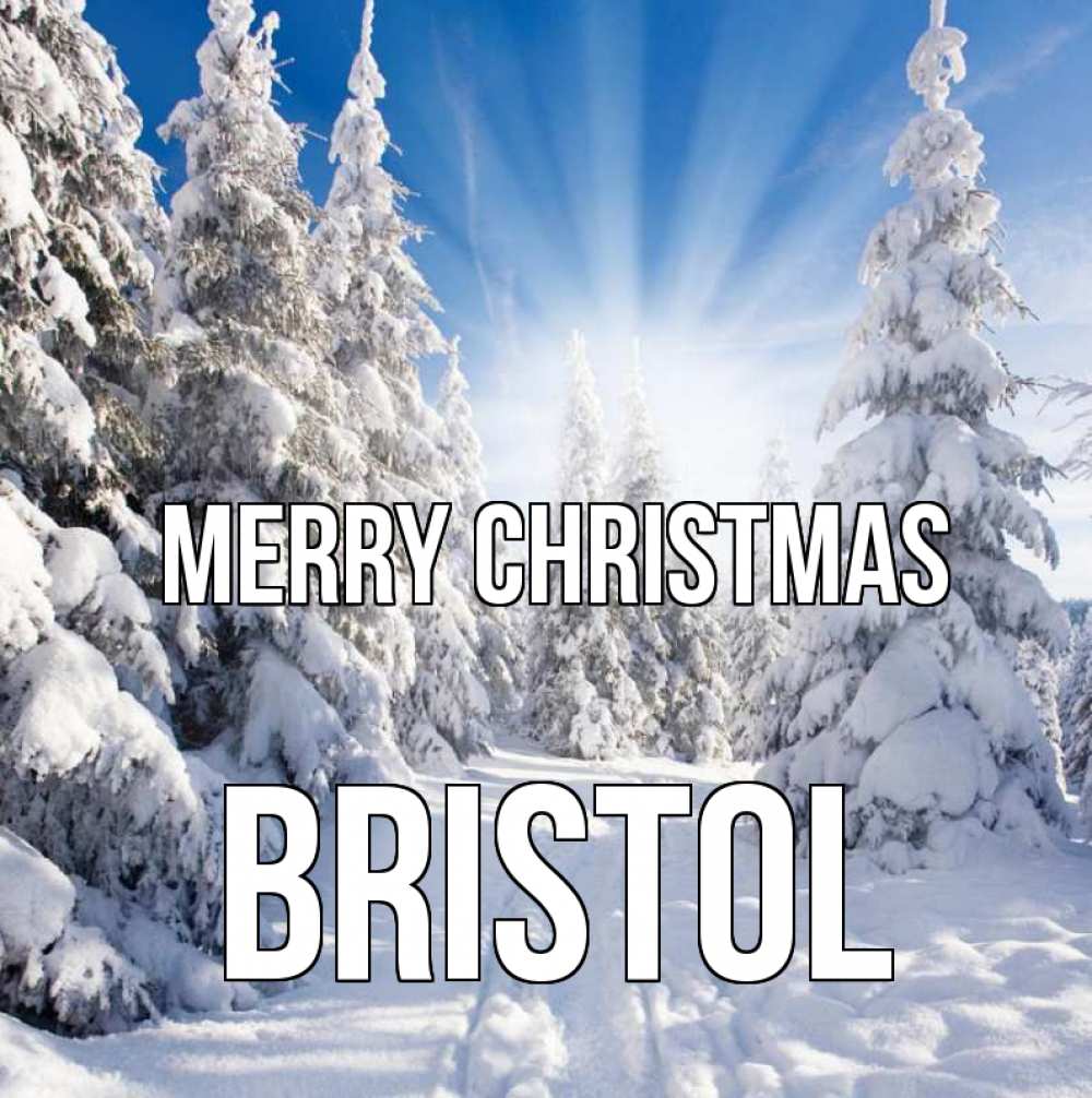 Greetings card с именем, Bristol Merry Christmas зима, лес Greetings with text for free download 