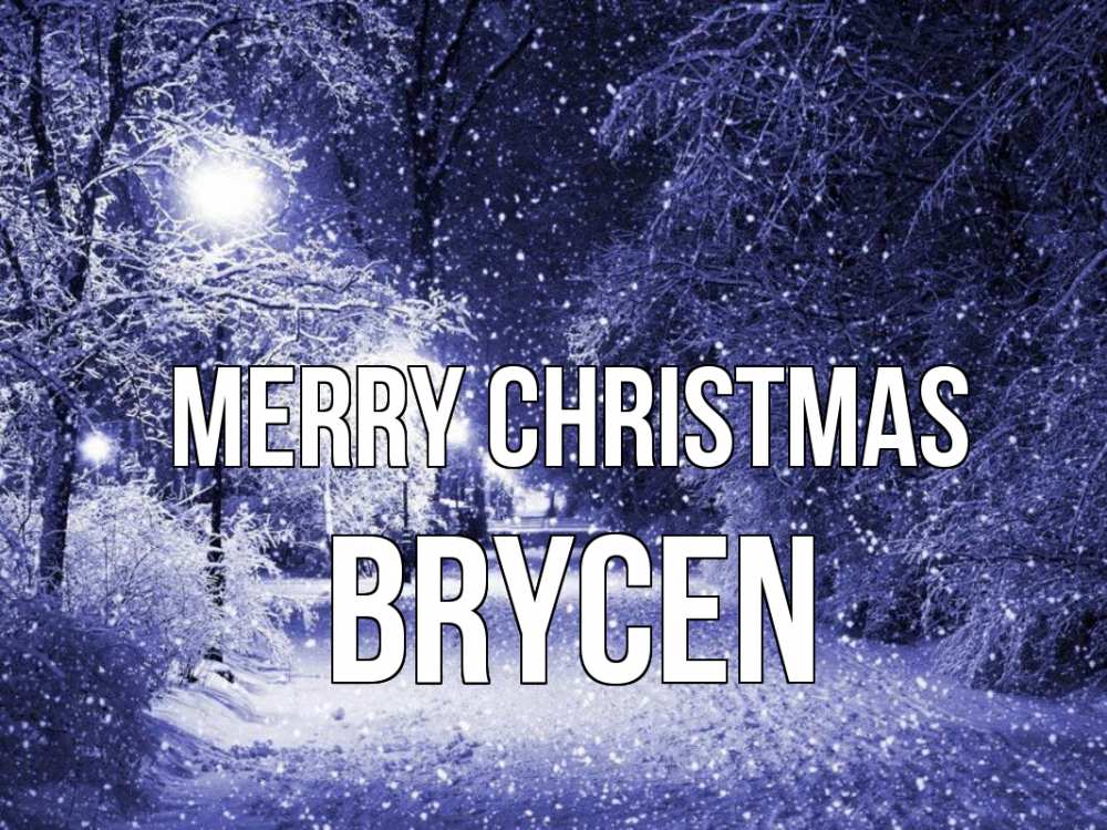 Greetings card с именем, Brycen Merry Christmas зима, снег, фонарь Greetings with text for free download 