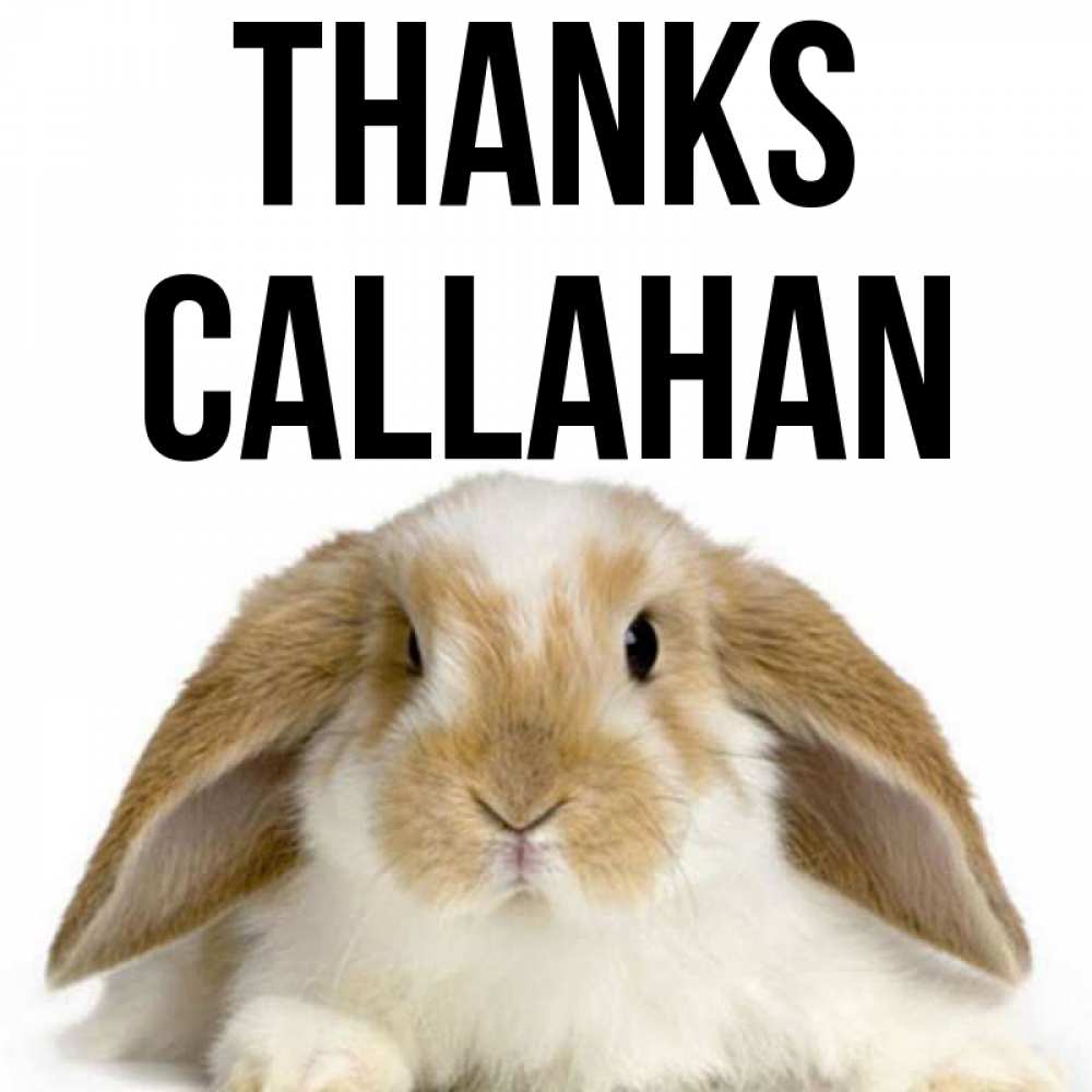 Greetings card с именем, Callahan Thanks коричнево белый заяц Greetings with text for free download 