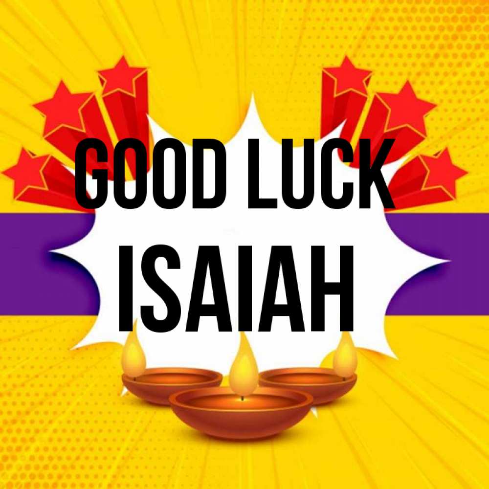 Greetings card с именем, Isaiah Good luck векторное изображение Greetings with text for free download 