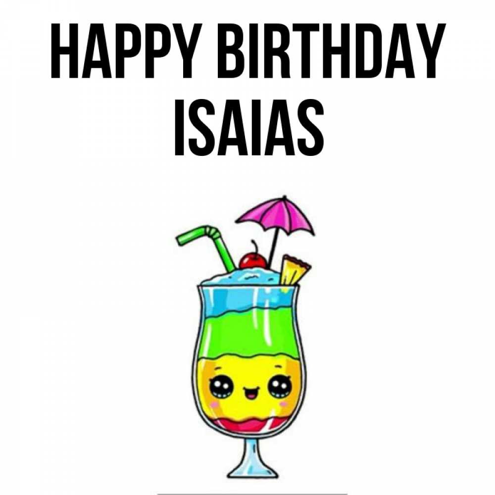 Greetings card с именем, Isaias Happy Birthday с зонтиком Greetings with text for free download 
