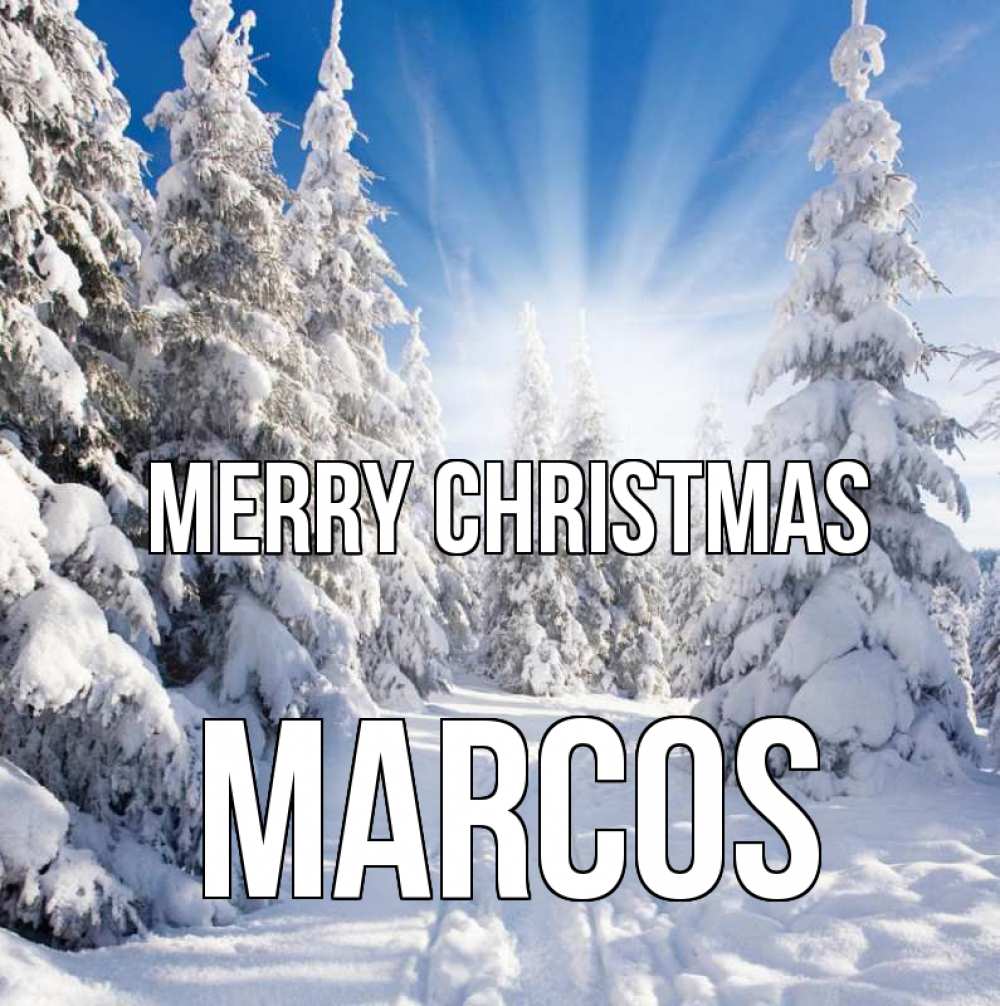 Greetings card с именем, Marcos Merry Christmas зима, лес Greetings with text for free download 