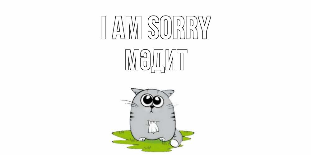 Greetings card с именем, МӘДИТ I am sorry открытка с котиком просящим прощения Greetings with text for free download 