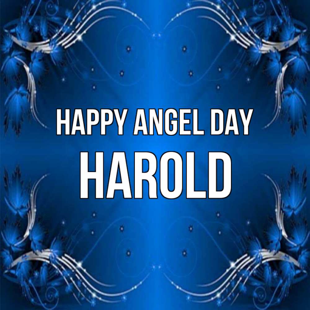Greetings card с именем, Harold happy angel day красивая рамочка с узорами Greetings with text for free download 