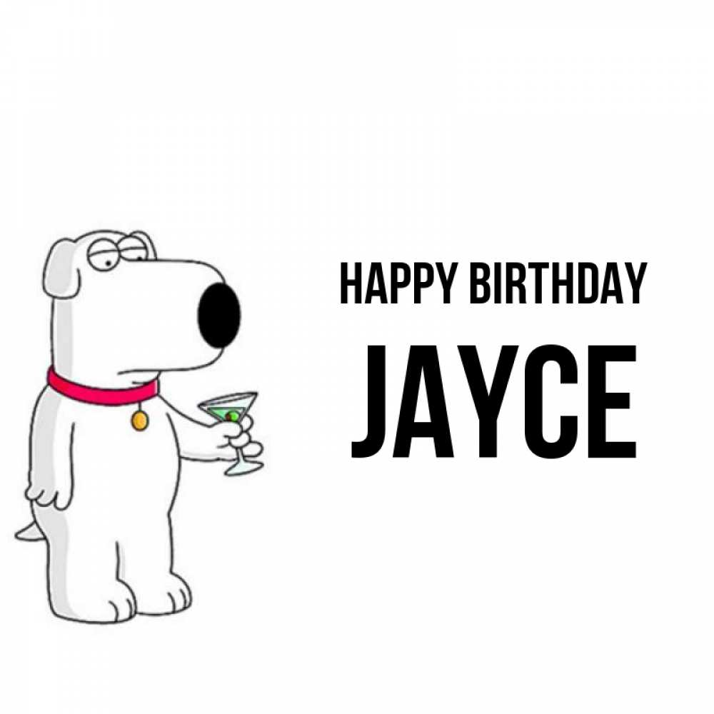 Greetings card с именем, Jayce Happy Birthday песик с оливками Greetings with text for free download 