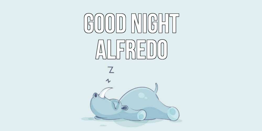 Greetings card с именем, Alfredo Good night сладких снов с носорогом Greetings with text for free download 
