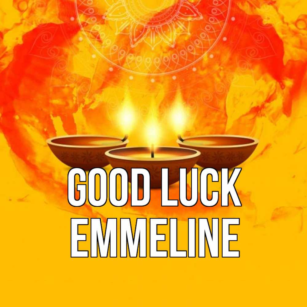 Greetings card с именем, Emmeline Good luck оранжевое Greetings with text for free download 