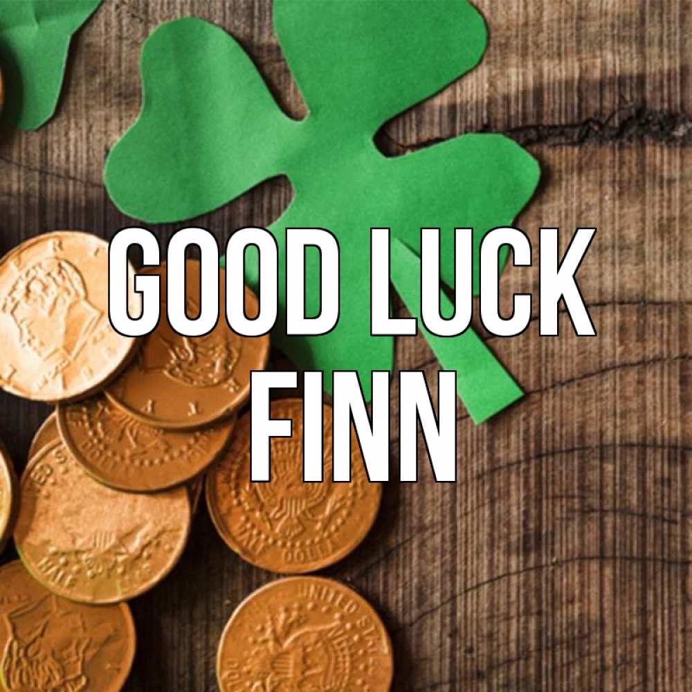 Greetings card с именем, Finn Good luck деревянный фон Greetings with text for free download 