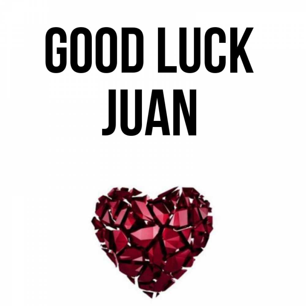 Greetings card с именем, Juan Good luck бордовое из кристаллов  1 Greetings with text for free download 