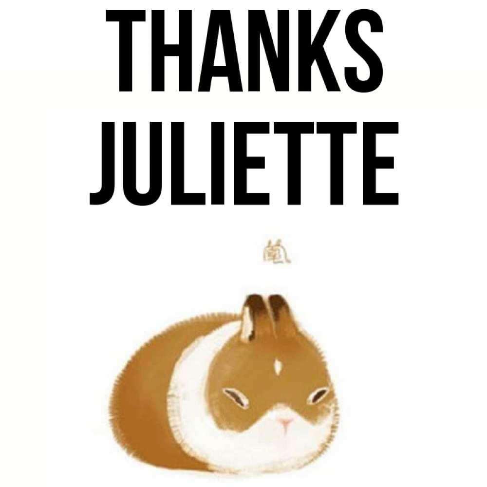 Greetings card с именем, Juliette Thanks коричнево белый домашний питомец Greetings with text for free download 