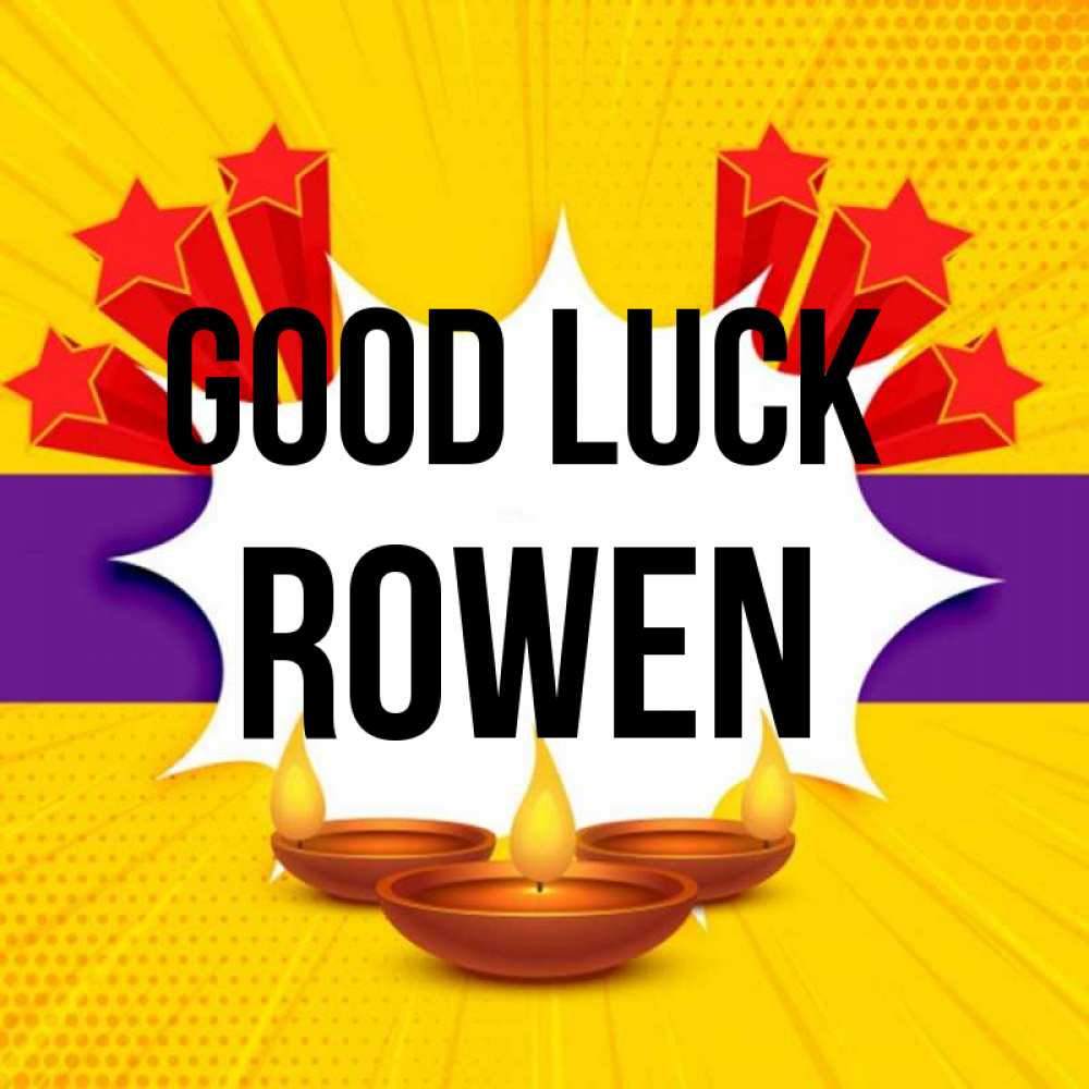 Greetings card с именем, Rowen Good luck векторное изображение Greetings with text for free download 