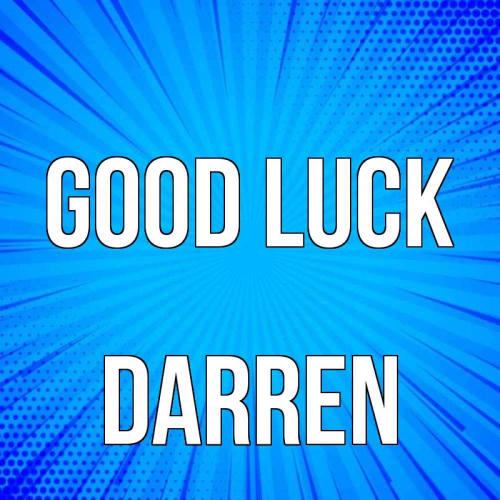 Greetings card с именем, Darren Good luck на удачу Greetings with text for free download 