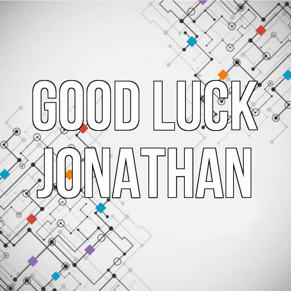 Greetings card с именем, Jonathan Good luck на удач Greetings with text for free download 