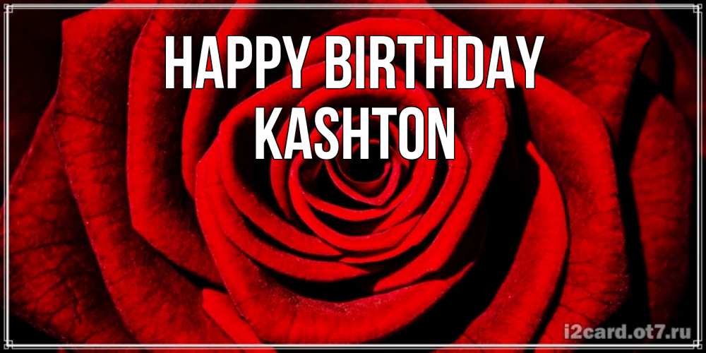Greetings card с именем, Kashton Happy Birthday алая роза Greetings with text for free download 