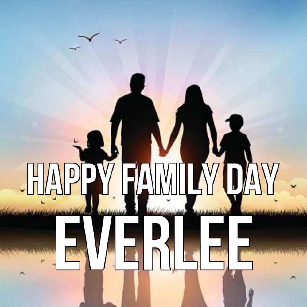 Greetings card с именем, Everlee happy family day сын, дочка, мама, папа, море , закат Greetings with text for free download 