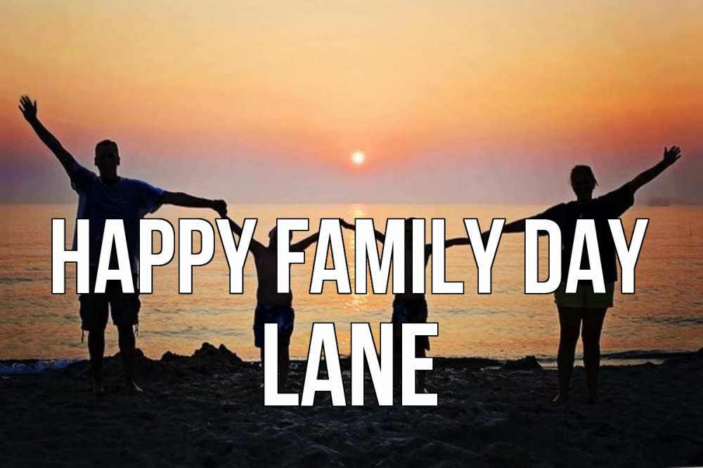 Greetings card с именем, Lane happy family day мама, папа, дети, дочка,сын, море, пляж, закат Greetings with text for free download 