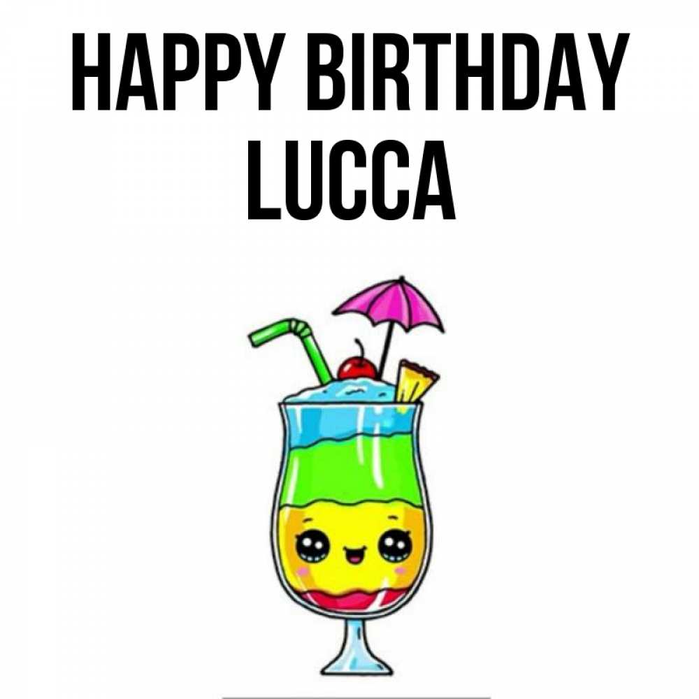 Greetings card с именем, Lucca Happy Birthday с зонтиком Greetings with text for free download 