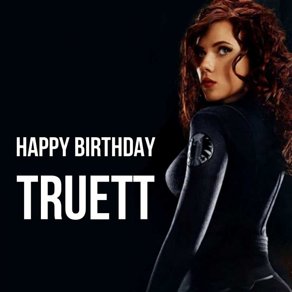 Greetings card с именем, Truett Happy Birthday Марвел черная вдова Greetings with text for free download 