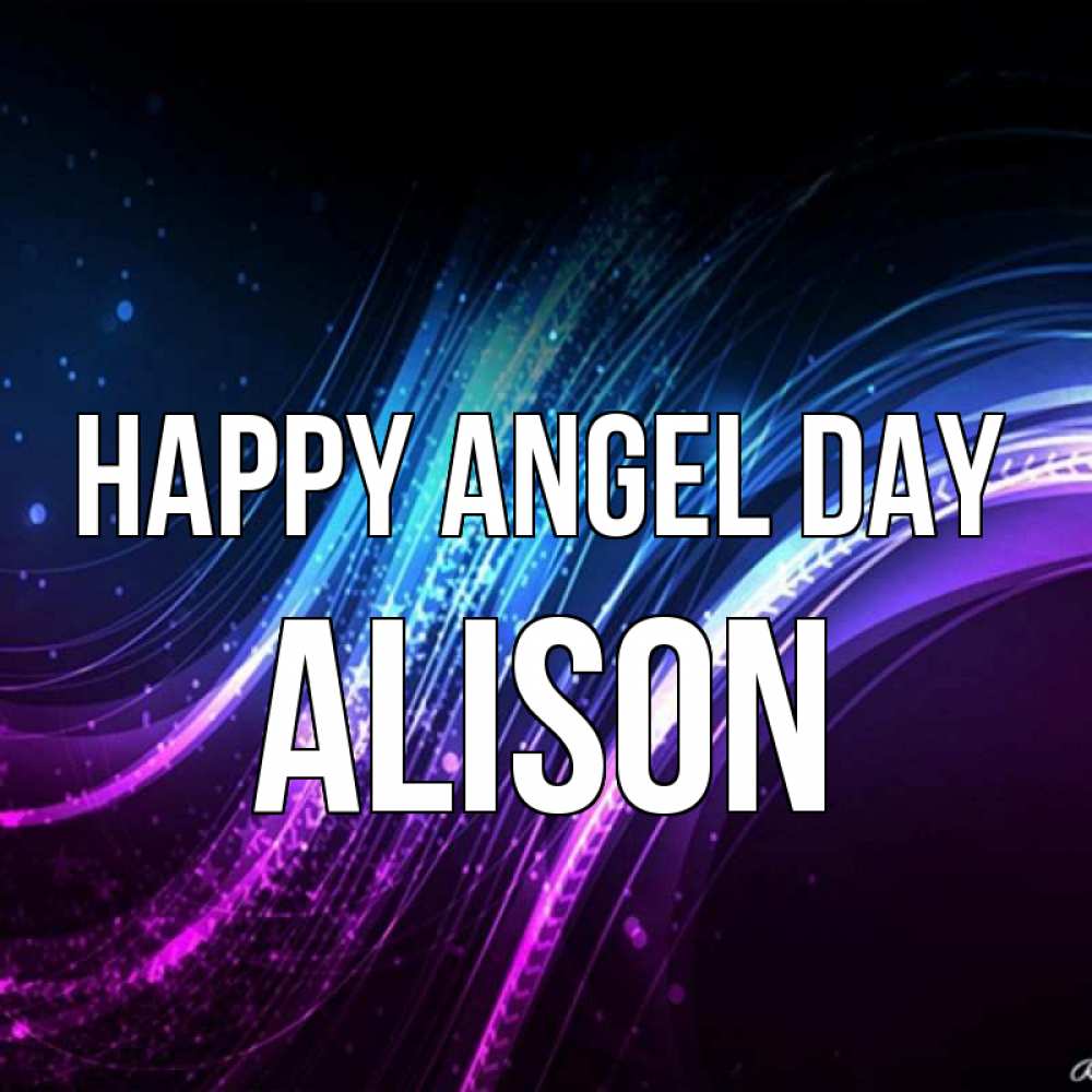 Greetings card с именем, Alison happy angel day фиолетовый фон Greetings with text for free download 