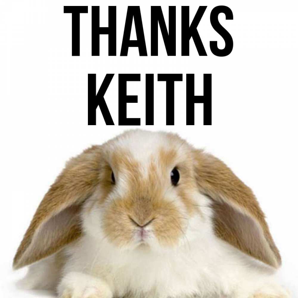 Greetings card с именем, Keith Thanks коричнево белый заяц Greetings with text for free download 