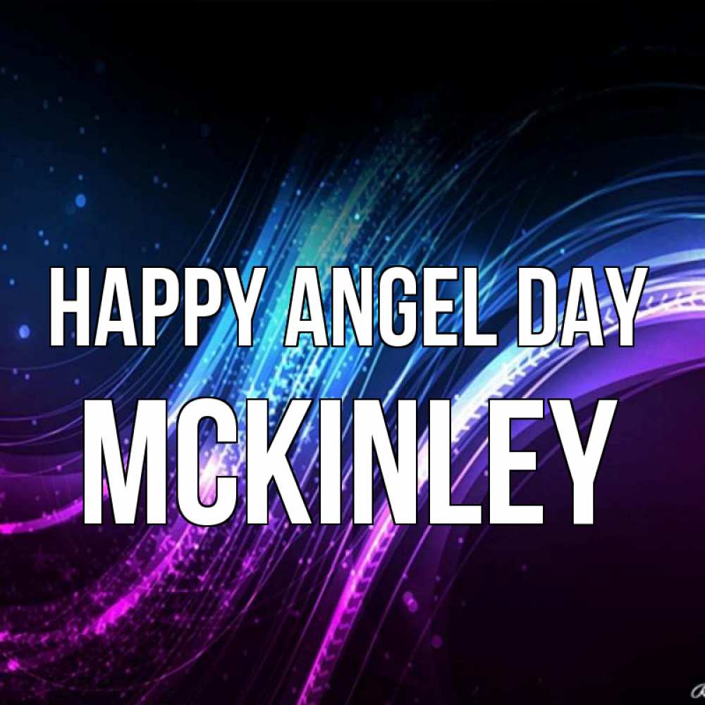 Greetings card с именем, Mckinley happy angel day фиолетовый фон Greetings with text for free download 