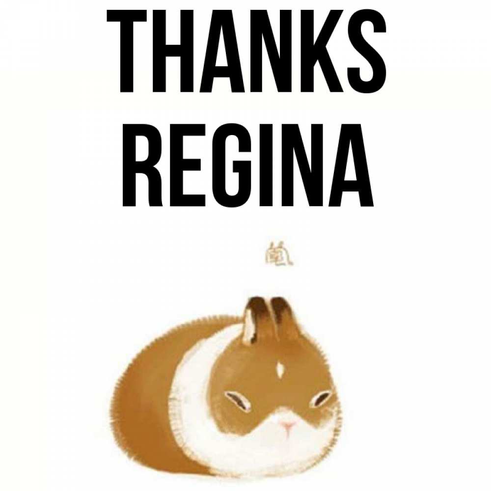 Greetings card с именем, Regina Thanks коричнево белый домашний питомец Greetings with text for free download 