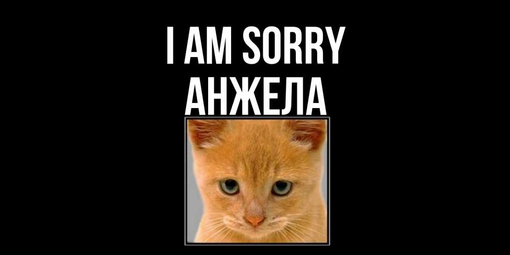 Greetings card с именем, Анжела I am sorry рыжий грустный кот просит прощения Greetings with text for free download 