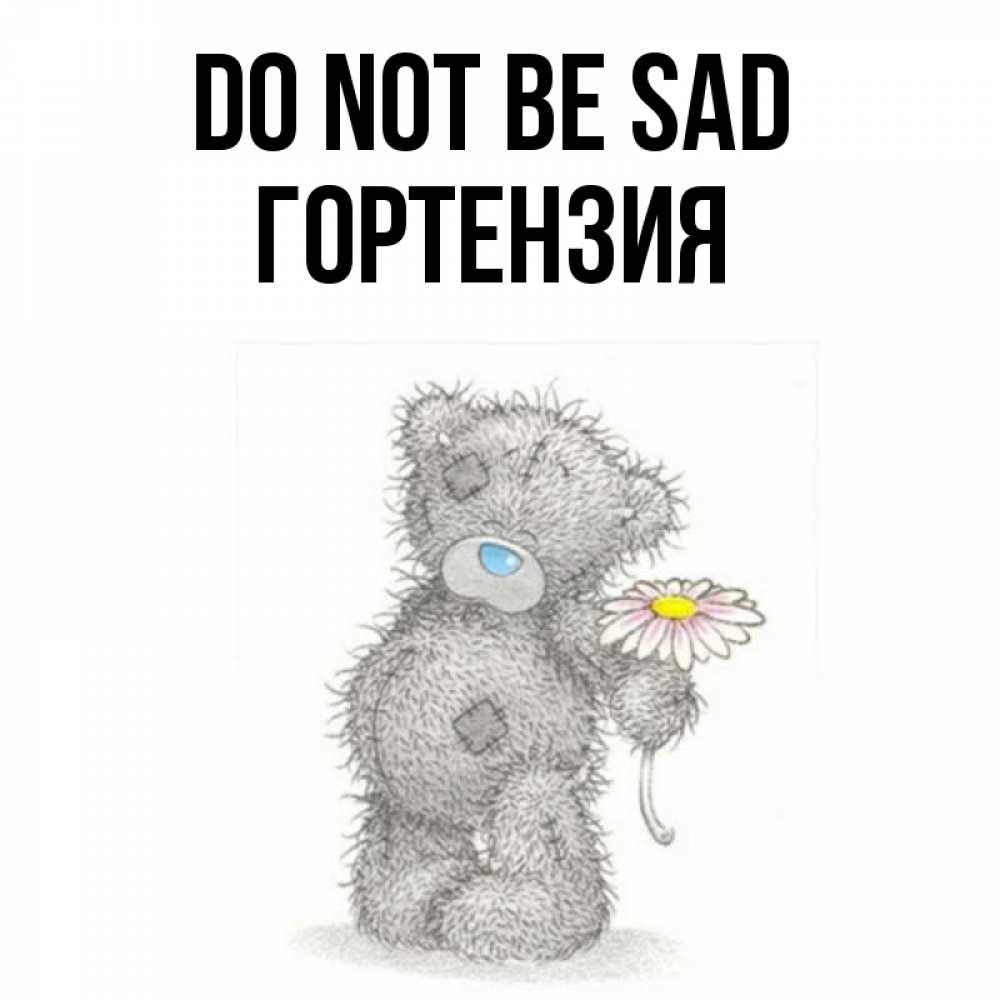 Greetings card с именем, Гортензия Do not be sad Плюшевый медвежонок с заплатками Greetings with text for free download 