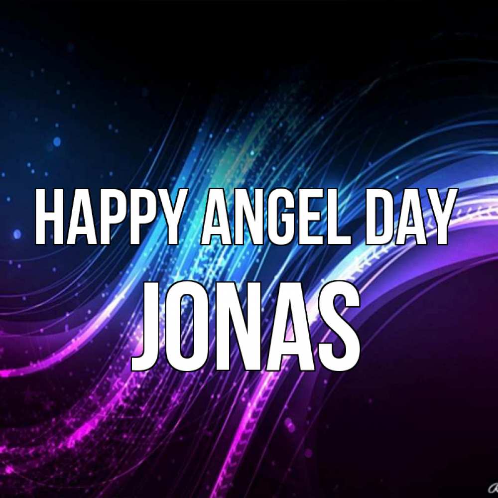 Greetings card с именем, Jonas happy angel day фиолетовый фон Greetings with text for free download 